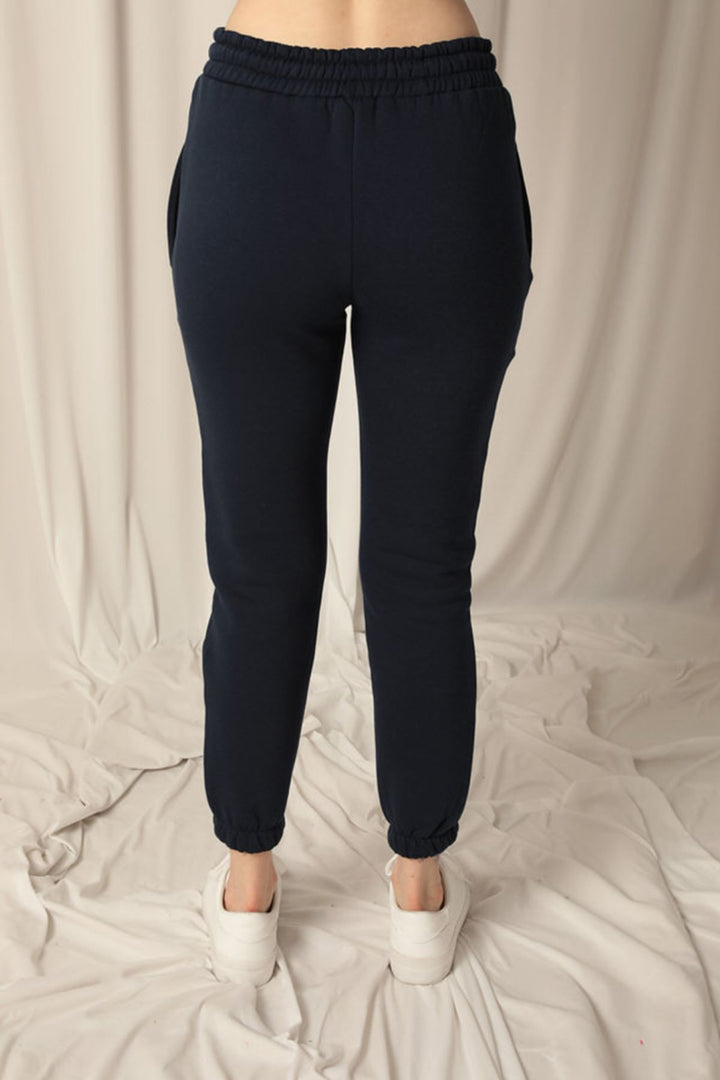 KKT Three Thread Fabric Elastic Waist Women's Navy Blue Tracksuit - Las Palmas