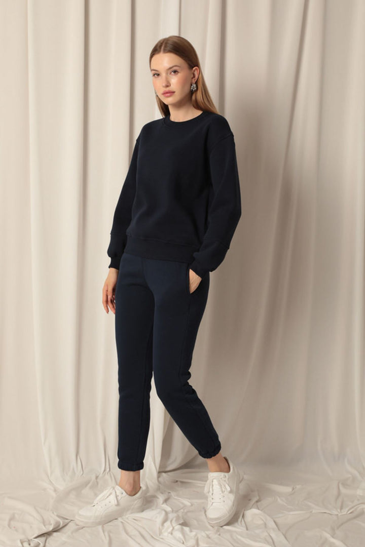 KKT Three Thread Fabric Elastic Waist Women's Navy Blue Tracksuit - Las Palmas