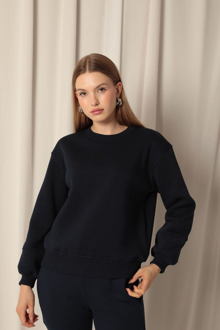 KKT Three Thread Fabric Zero Collar Women's Navy Blue Sweater - Christchurch