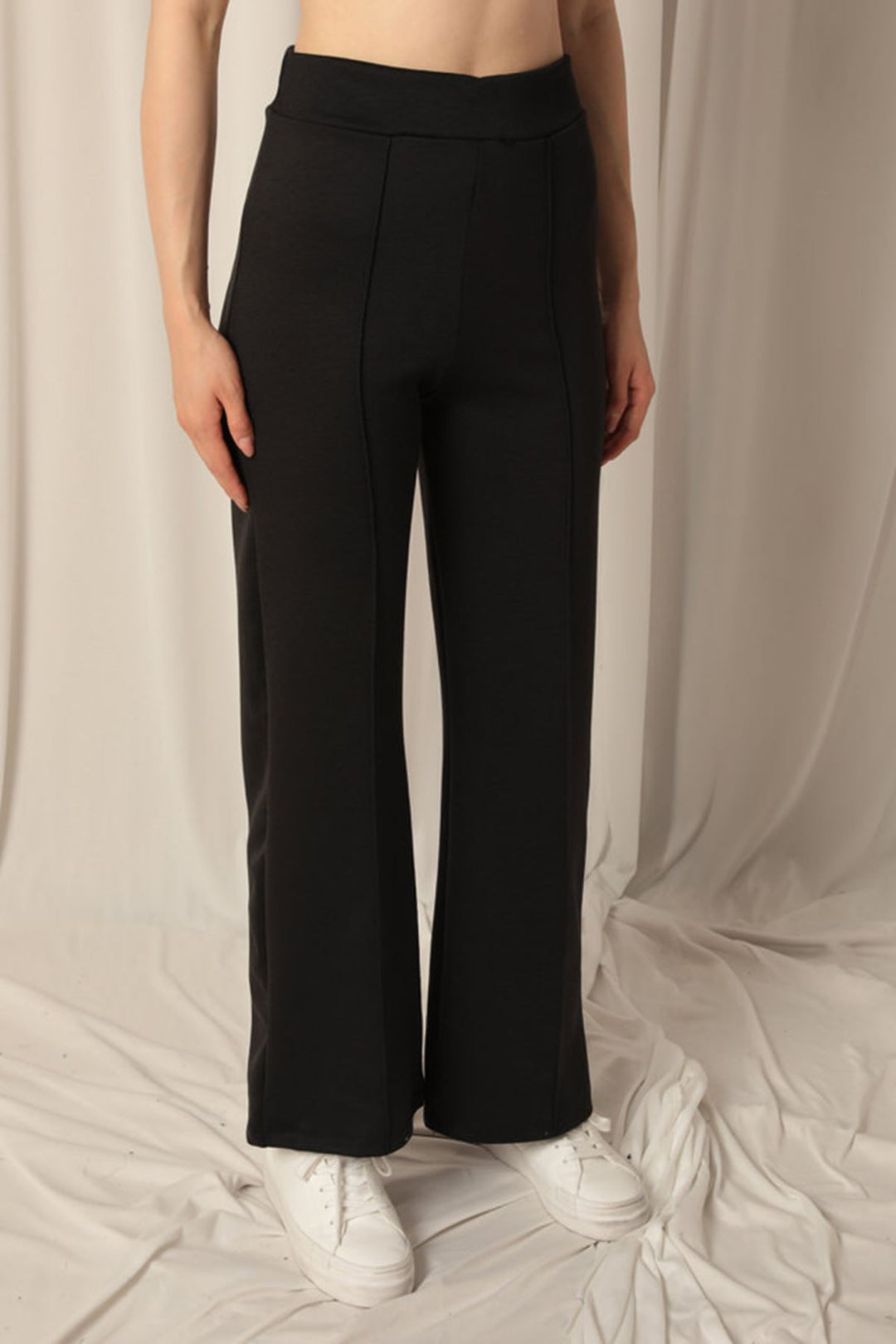 KKT Modal Fabric Grass Wide Leg Black Trousers - Coburg