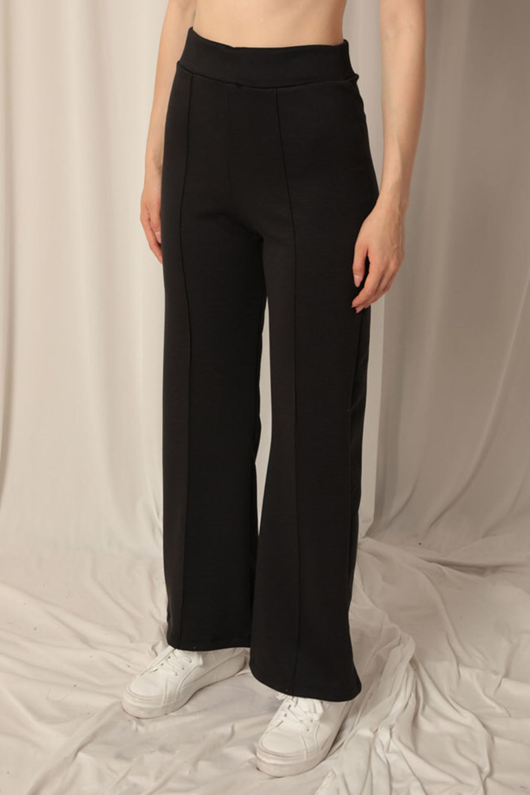 KKT Modal Fabric Grass Wide Leg Black Trousers - Coburg