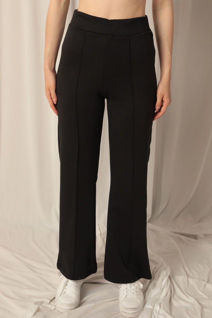 KKT Modal Fabric Grass Wide Leg Black Trousers - Coburg