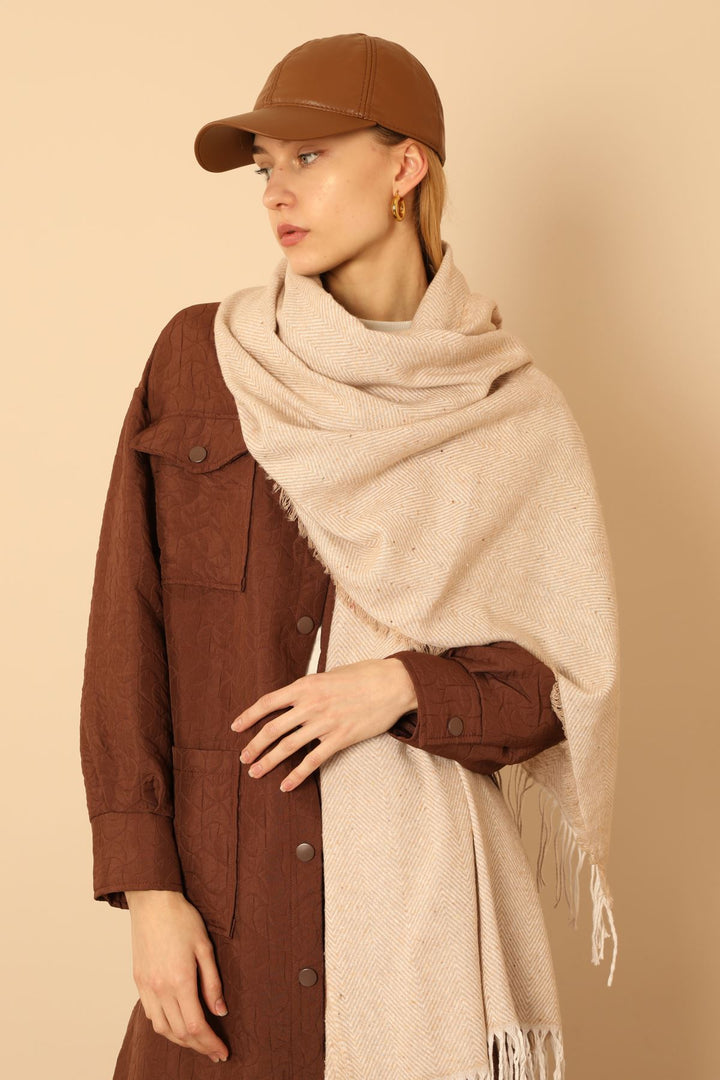 KKT Soft Textured Tasseled Women's Mink Shoulder Shawl Scarf - Clamart