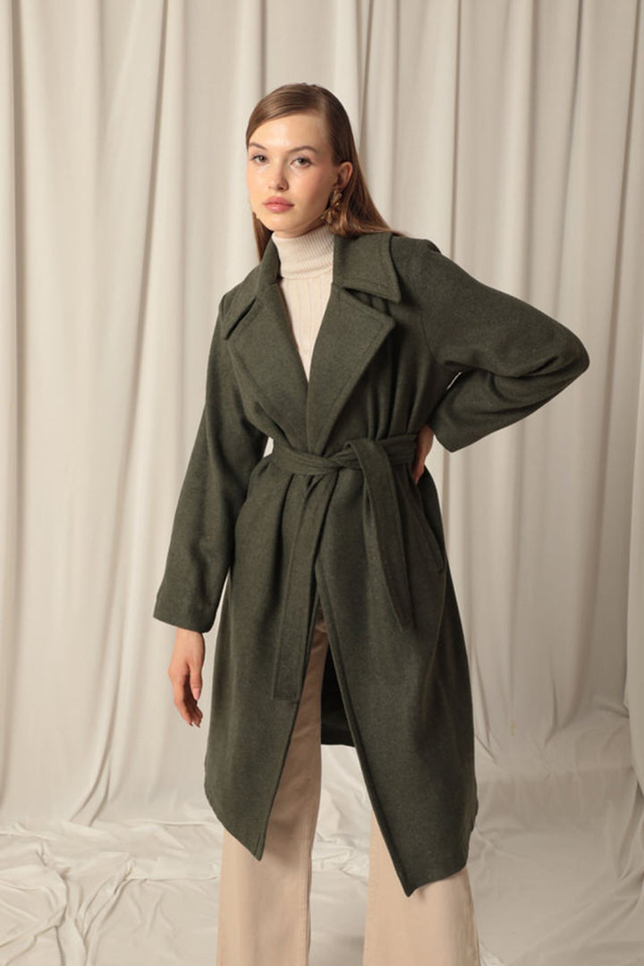 KKT Khaki Women's Coat with Cashmere Fabric Lining - North Brunswick