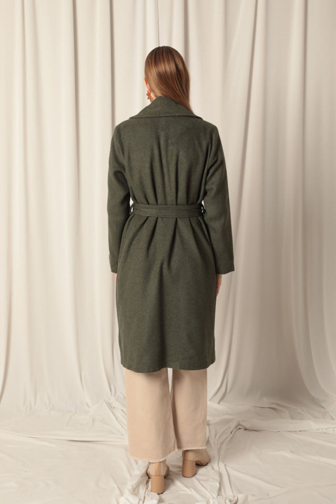 KKT Khaki Women's Coat with Cashmere Fabric Lining - North Brunswick