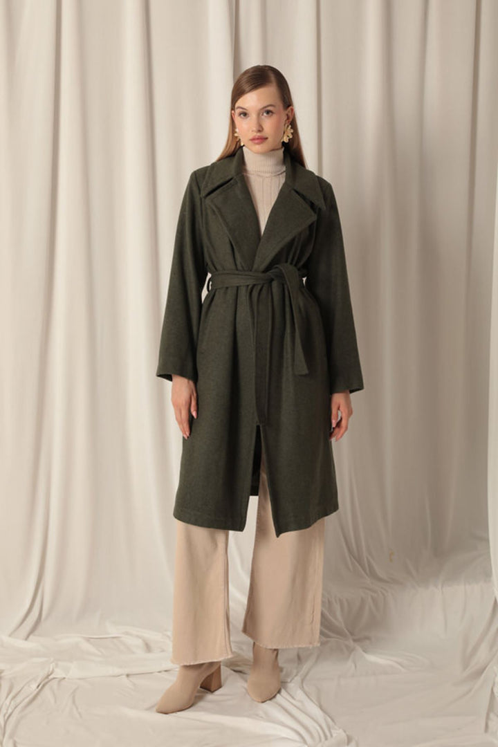 KKT Khaki Women's Coat with Cashmere Fabric Lining - North Brunswick