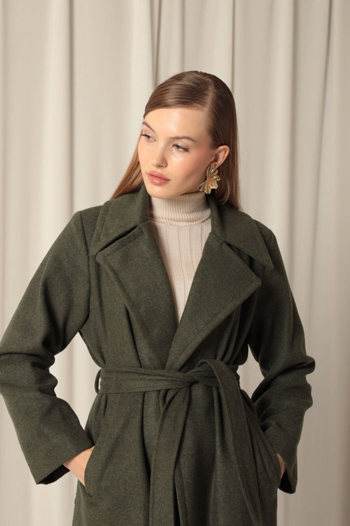 KKT Khaki Women's Coat with Cashmere Fabric Lining - North Brunswick