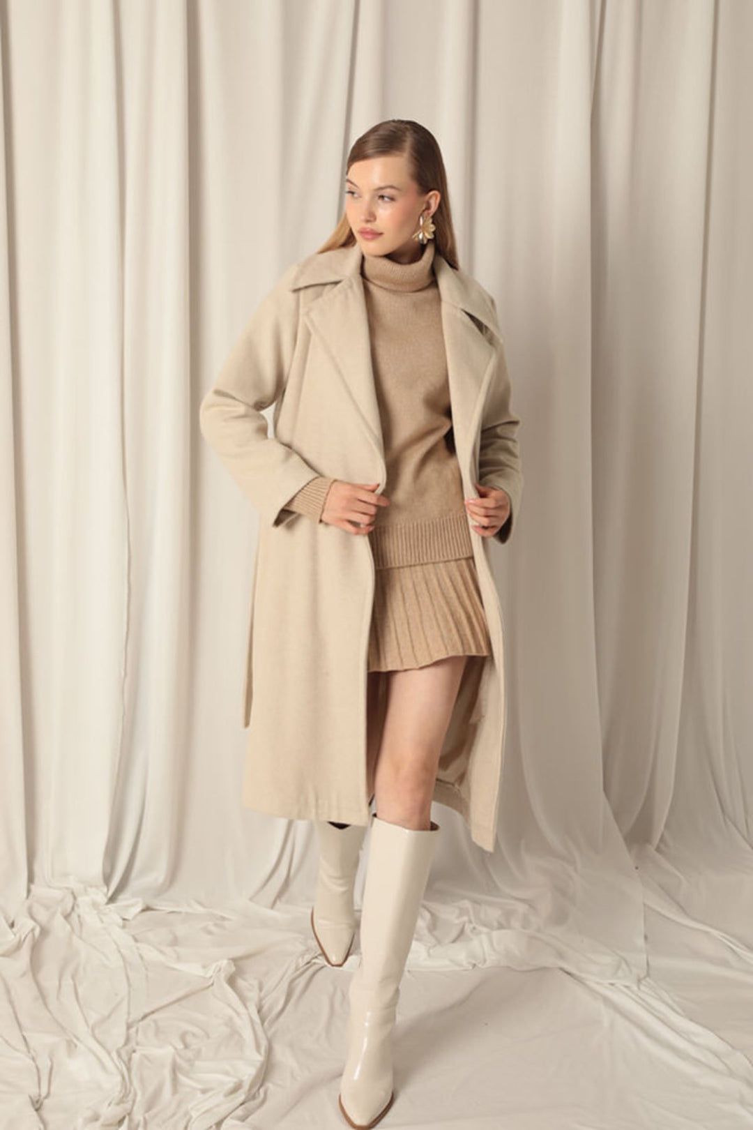 KKT Women's Stone Coat with Cashmere Fabric Lining - Famalicão