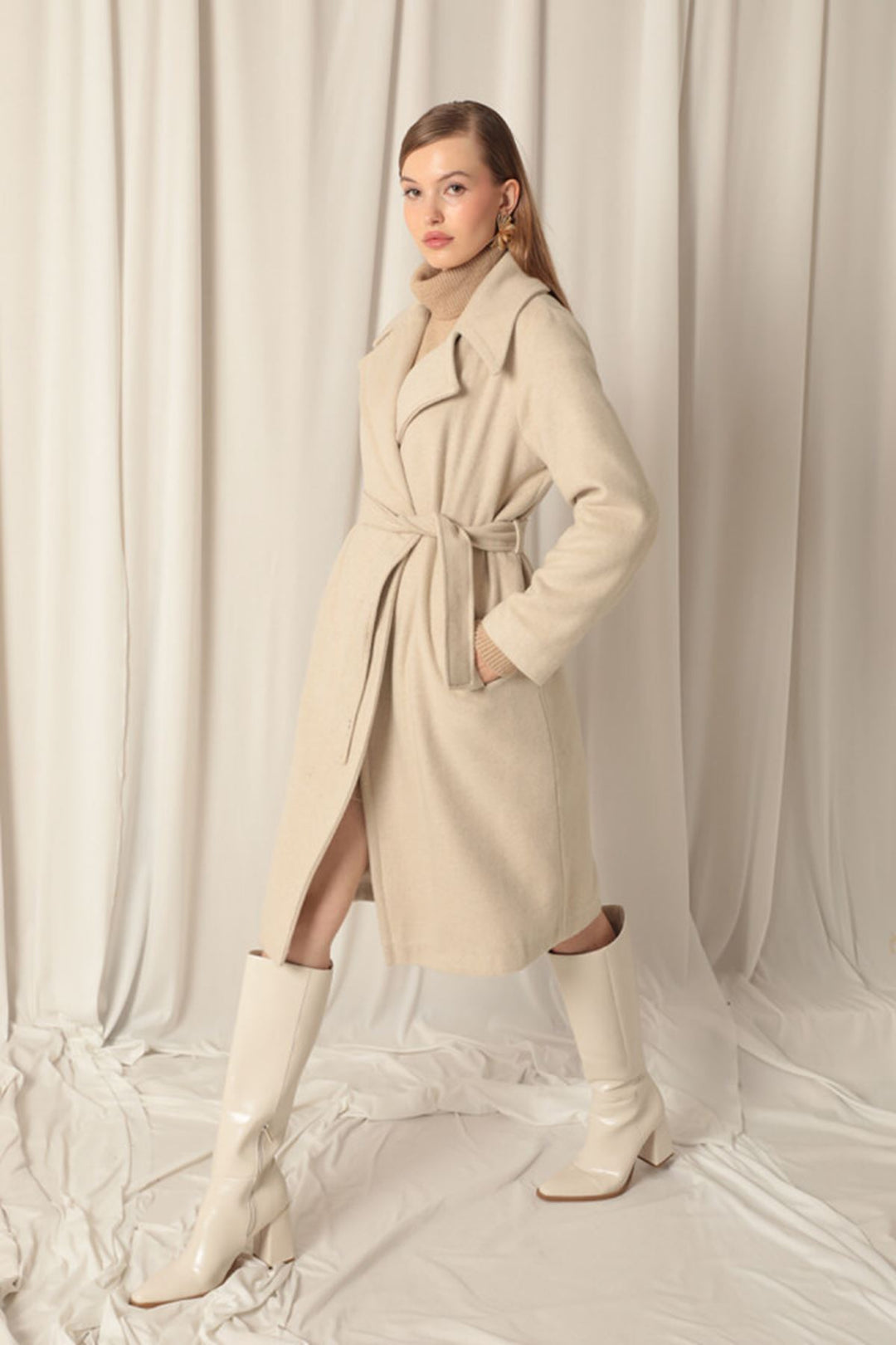 KKT Women's Stone Coat with Cashmere Fabric Lining - Famalicão