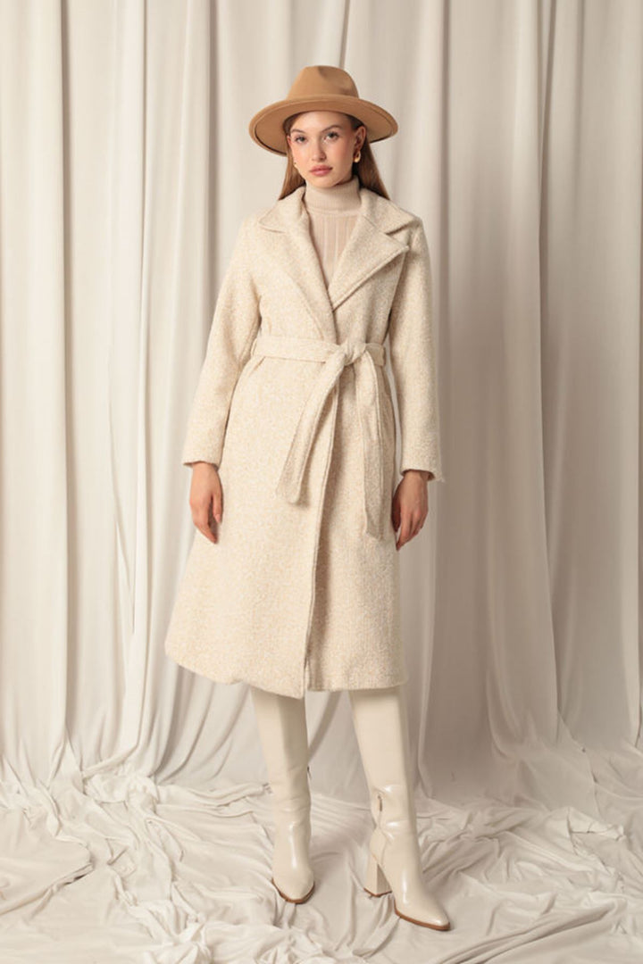 KKT Cashmere Fabric Maxi Length Women's Beige Coat - Svyetlahorsk