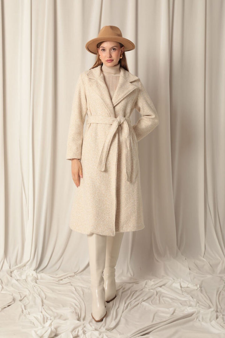 KKT Cashmere Fabric Maxi Length Women's Beige Coat - Svyetlahorsk