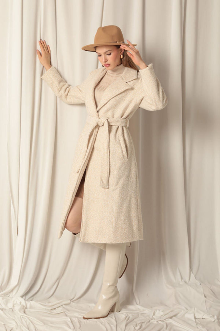 KKT Cashmere Fabric Maxi Length Women's Beige Coat - Svyetlahorsk