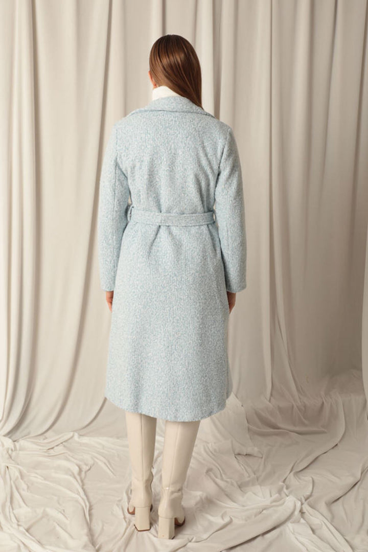 KKT Cashmere Fabric Maxi Length Women's Blue Coat - Jacksonville