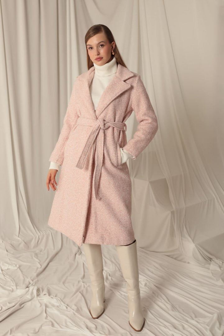 KKT Cashmere Fabric Maxi Length Women's Pink Coat - North Miami