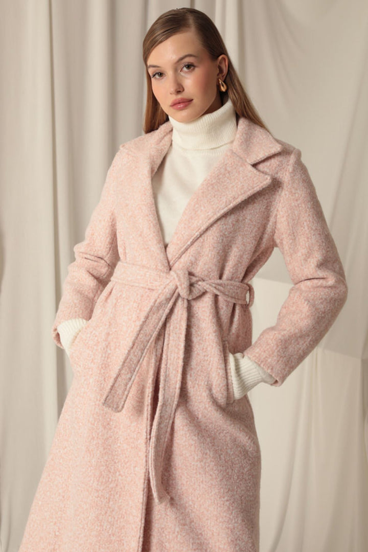 KKT Cashmere Fabric Maxi Length Women's Pink Coat - North Miami