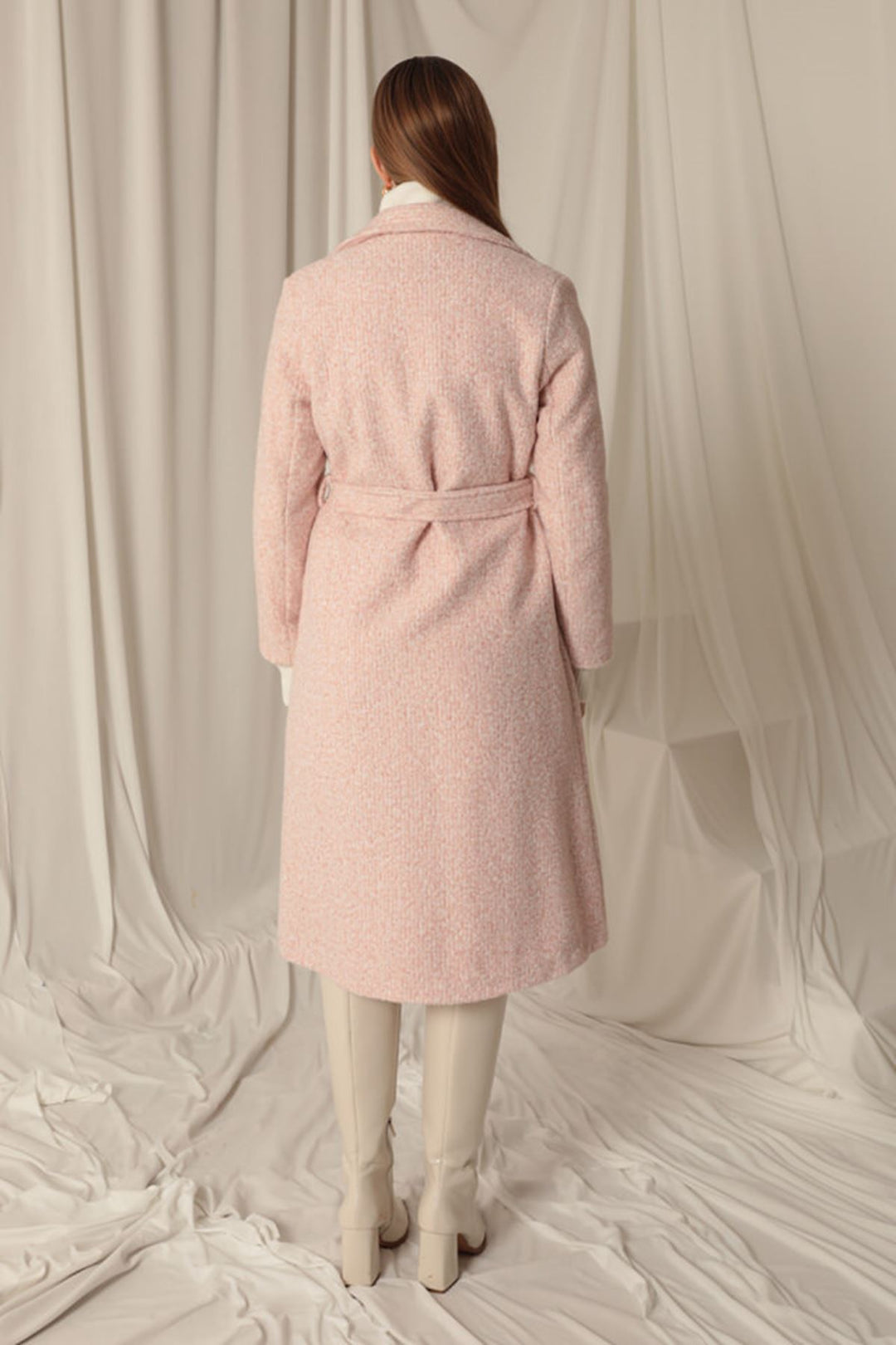 KKT Cashmere Fabric Maxi Length Women's Pink Coat - North Miami