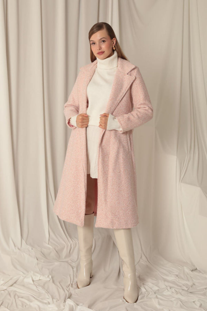 KKT Cashmere Fabric Maxi Length Women's Pink Coat - North Miami