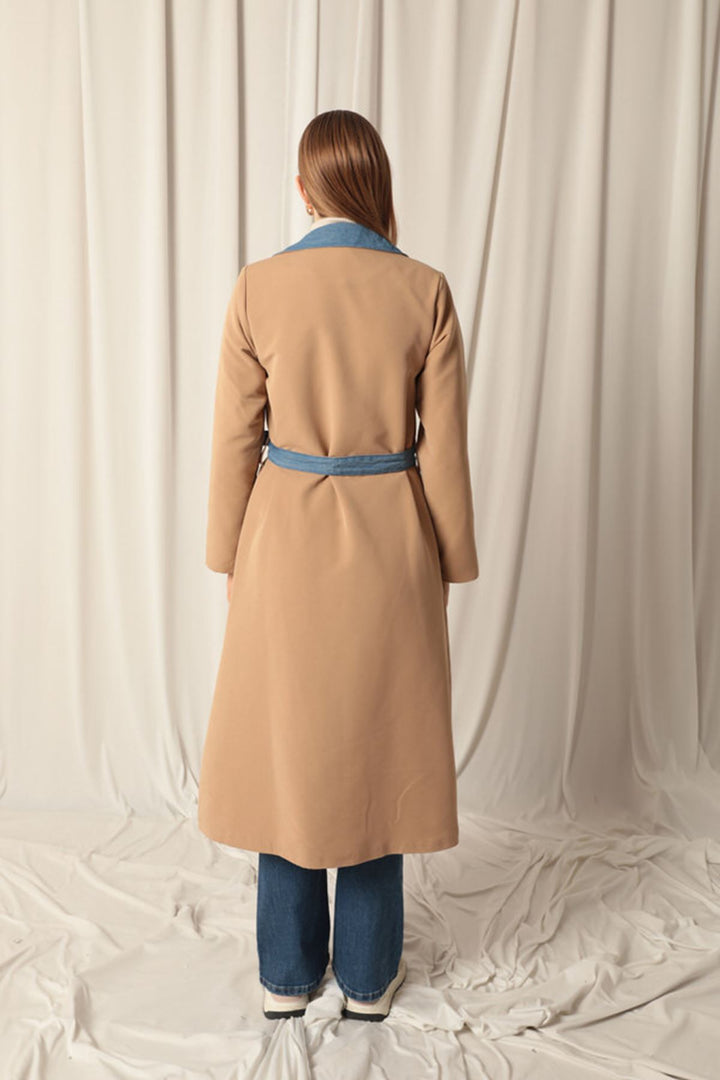 KKT Torino Fabric Maxi Length Women's Tan Trench Coat - Caluire-et-Cuire