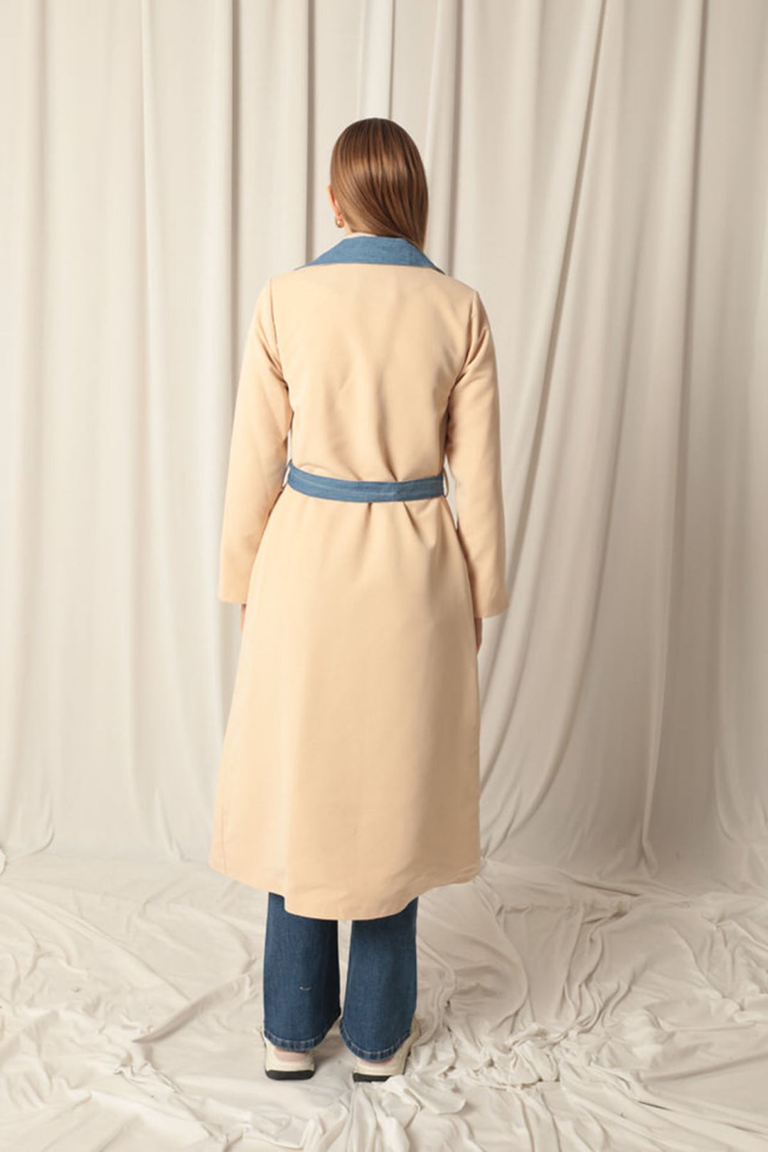 KKT Torino Fabric Maxi Length Women's Stone Trench Coat - Lincoln