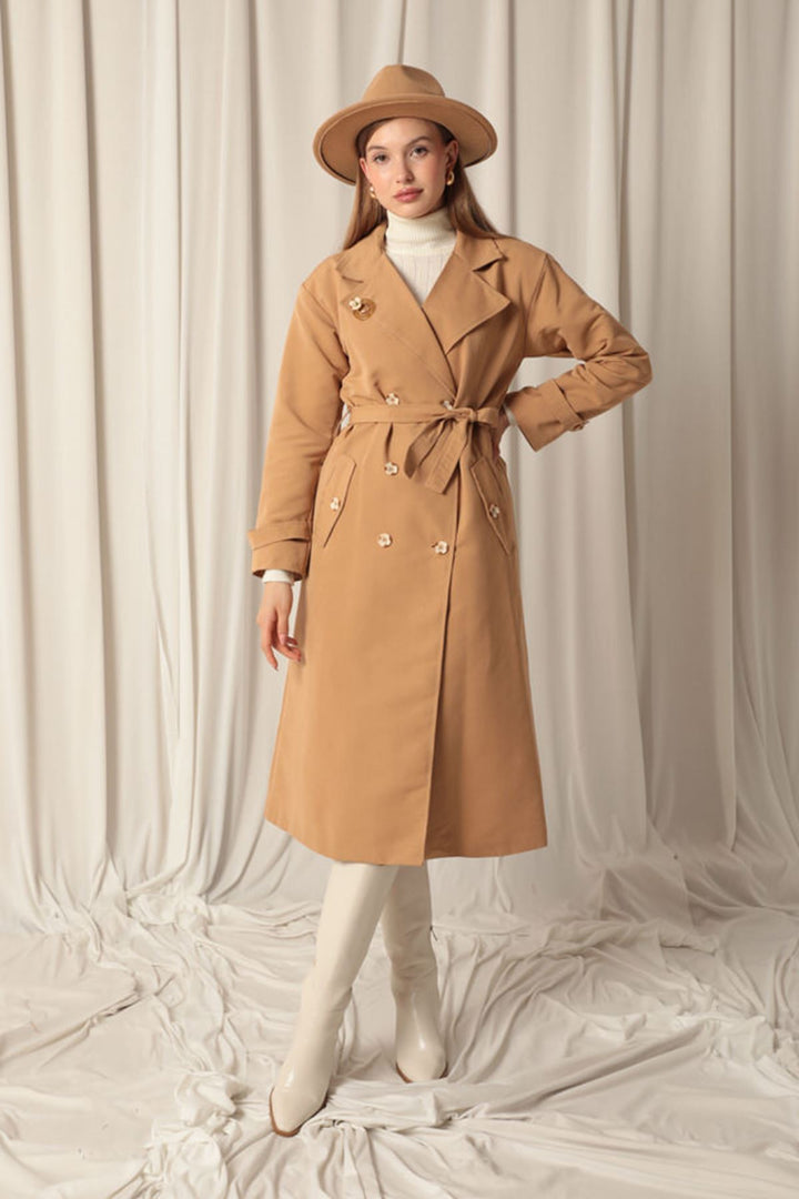 KKT Maxi Length Women's Tan Trench Coat - Hildesheim