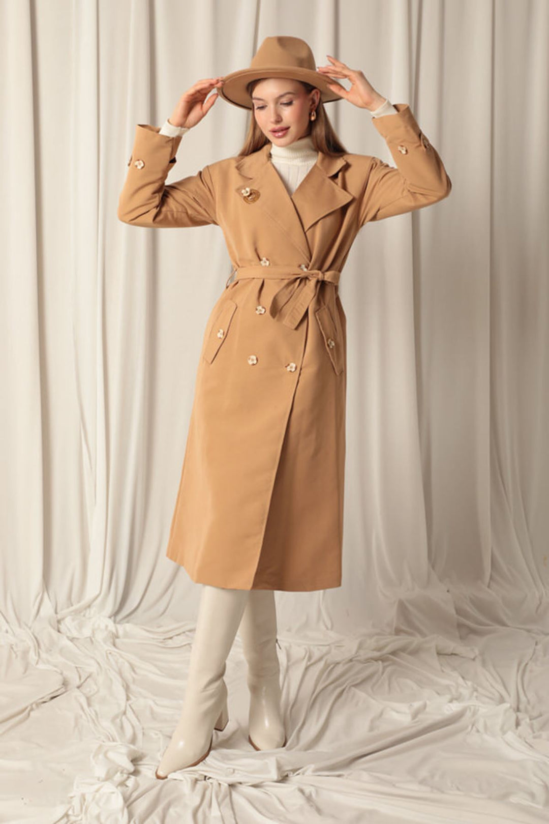 KKT Maxi Length Women's Tan Trench Coat - Hildesheim