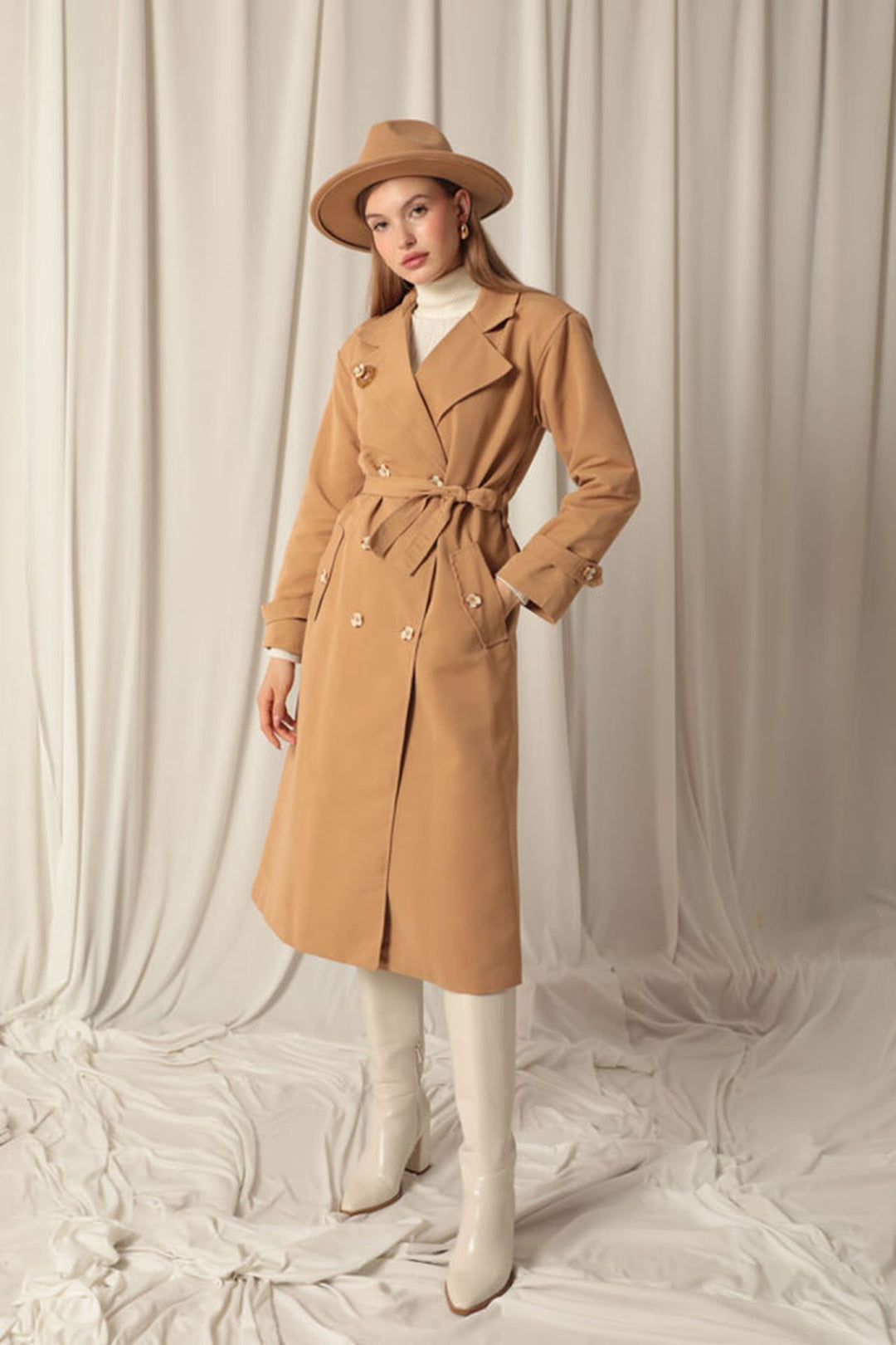 KKT Maxi Length Women's Tan Trench Coat - Hildesheim