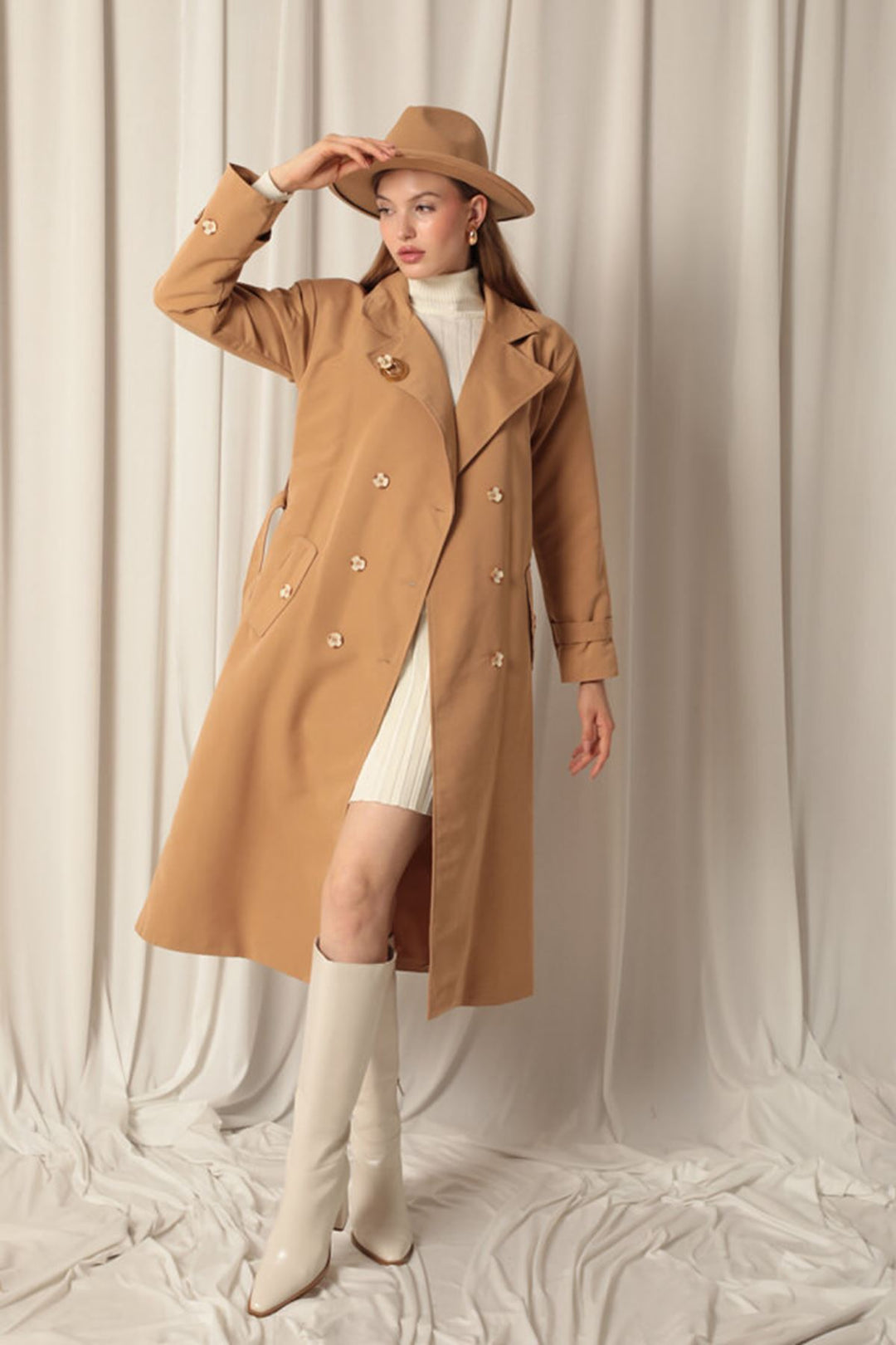 KKT Maxi Length Women's Tan Trench Coat - Hildesheim