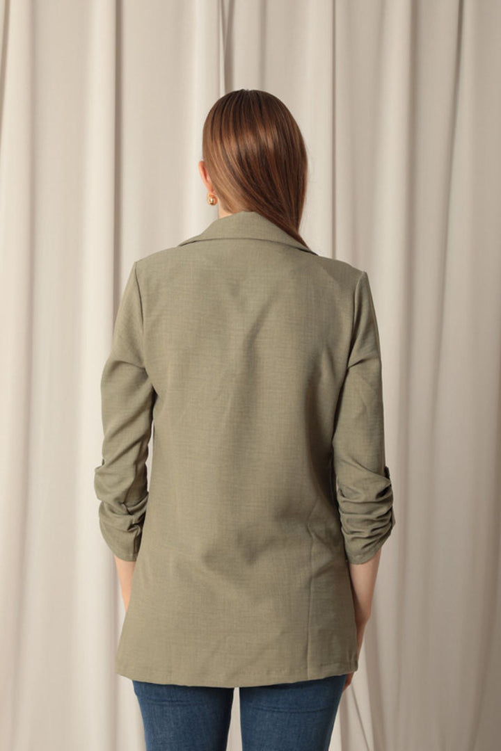 KKT Melange Linen Fabric Women's Khaki Jacket - Sioux Falls