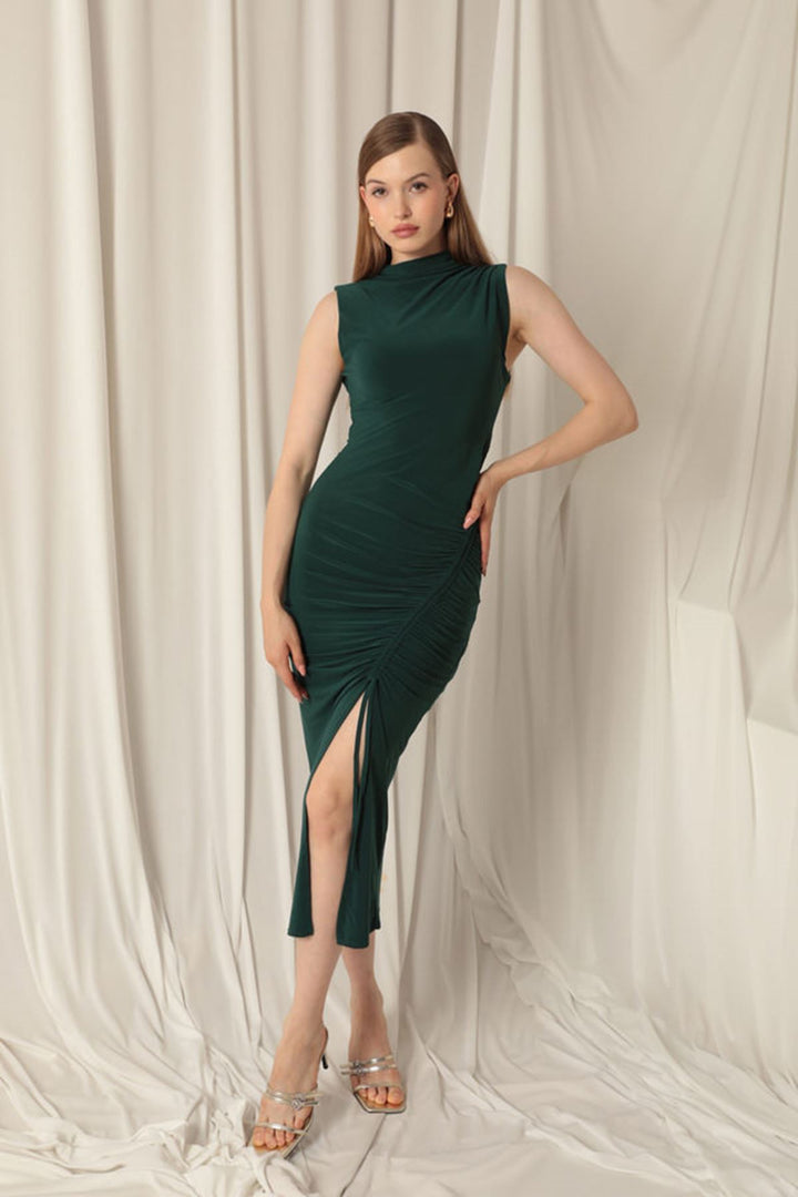 KKT Sandy Fabric Turtleneck Maxi Women's Emerald Green платье - Bietigheim -bissingen