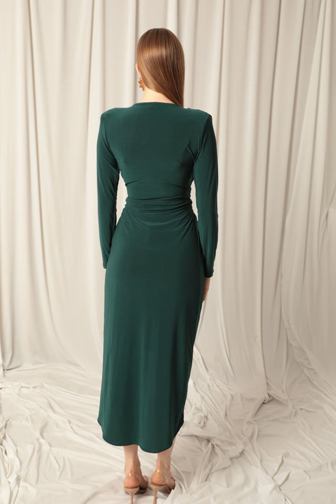 KKT Sandy Fabric Front Twist Detail Maxi Women's Emerald Green Dress - Hempfield