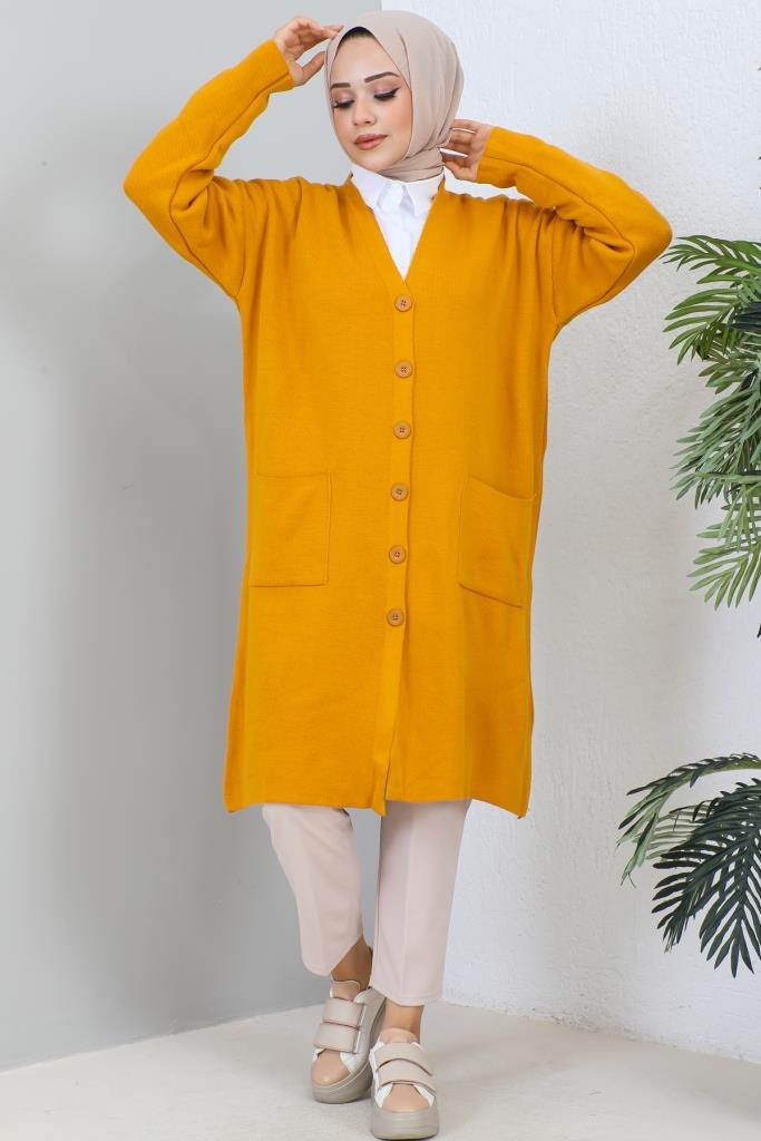 BNG Women Long Knit Cardigan Mustard - Clermont