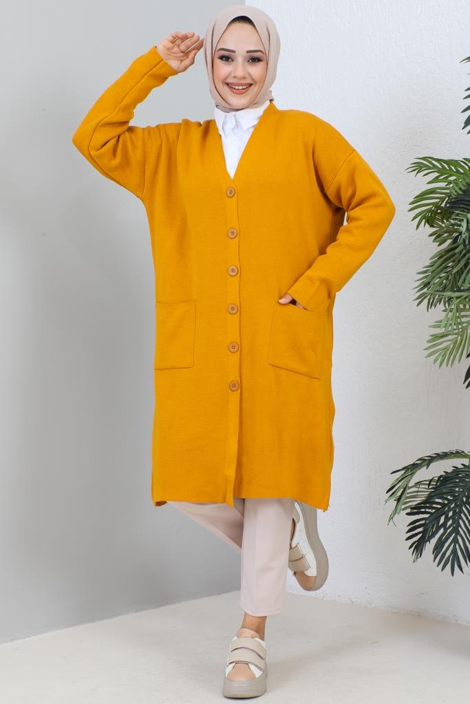 BNG Women Long Knit Cardigan Mustard - Clermont