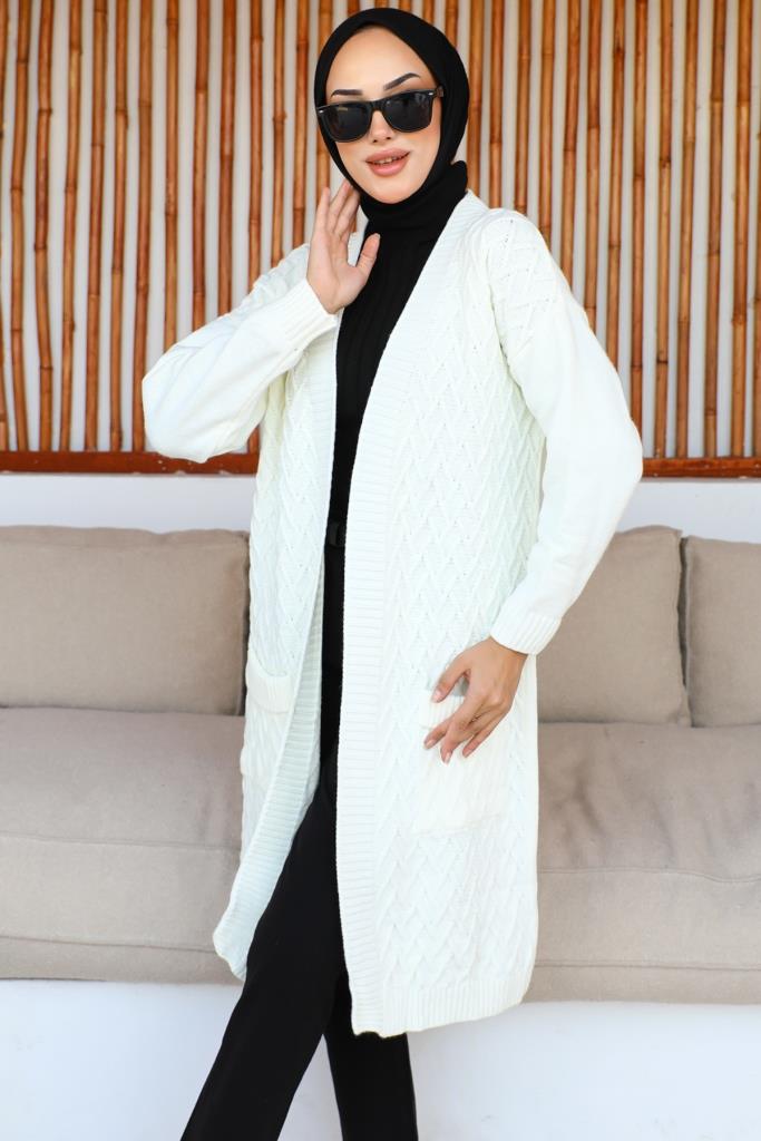 BNG Women Long Pocketed Cardigan Ecru - Clermont