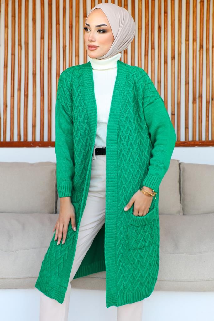 BNG Women Long Pocketed Knit Cardigan Green - Clermont