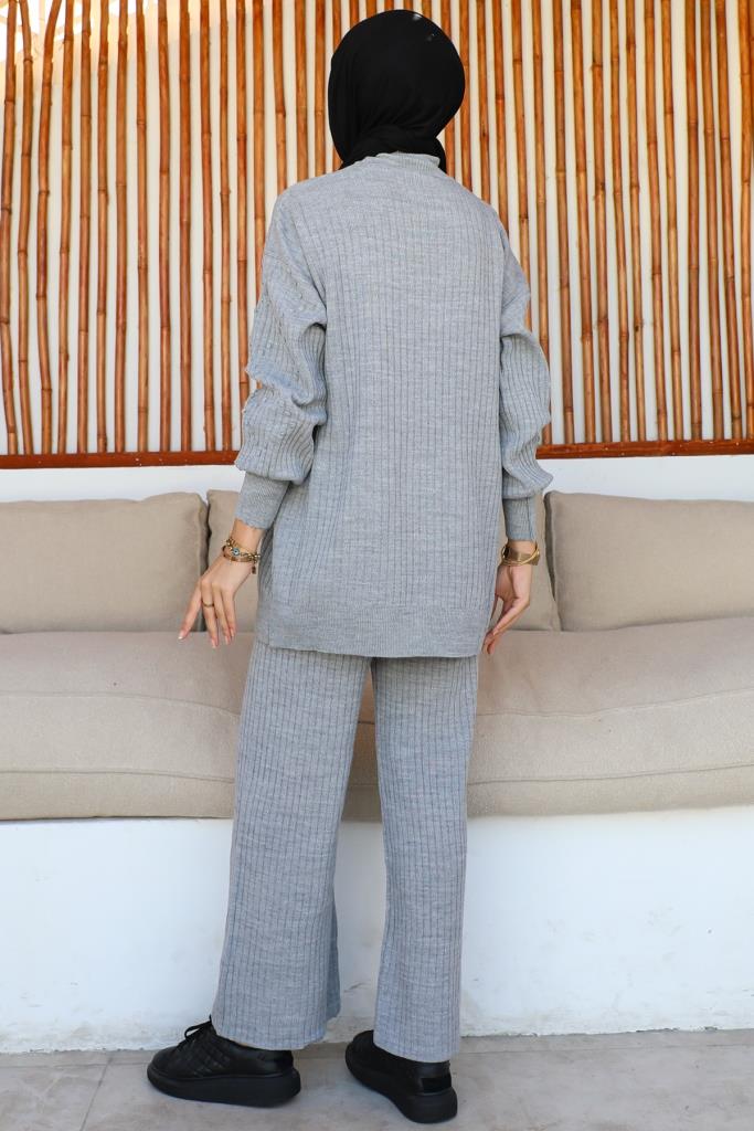 BNG Women Ribbed Knit Suit Gray - Clermont