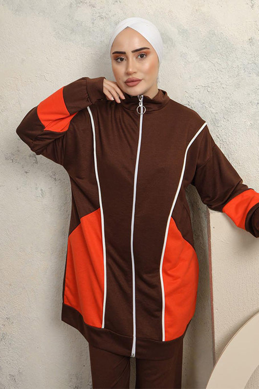 BNG Women Two-Thread Hijab Suit Brown - Clermont