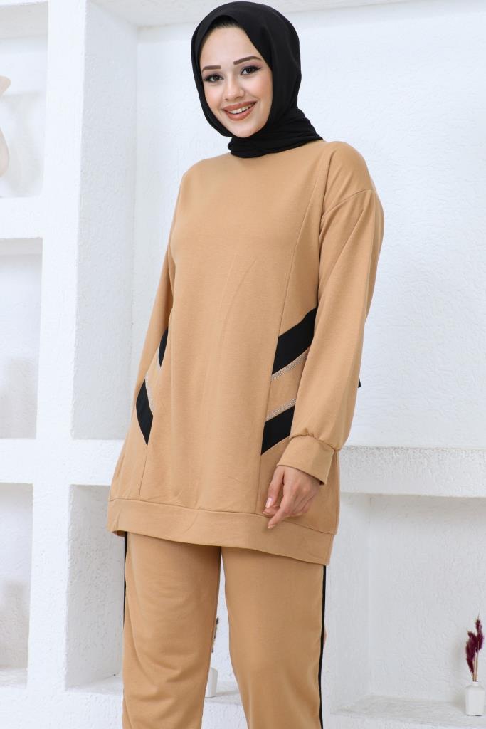 BNG Women Two Thread Hijab Suit Camel - Clermont