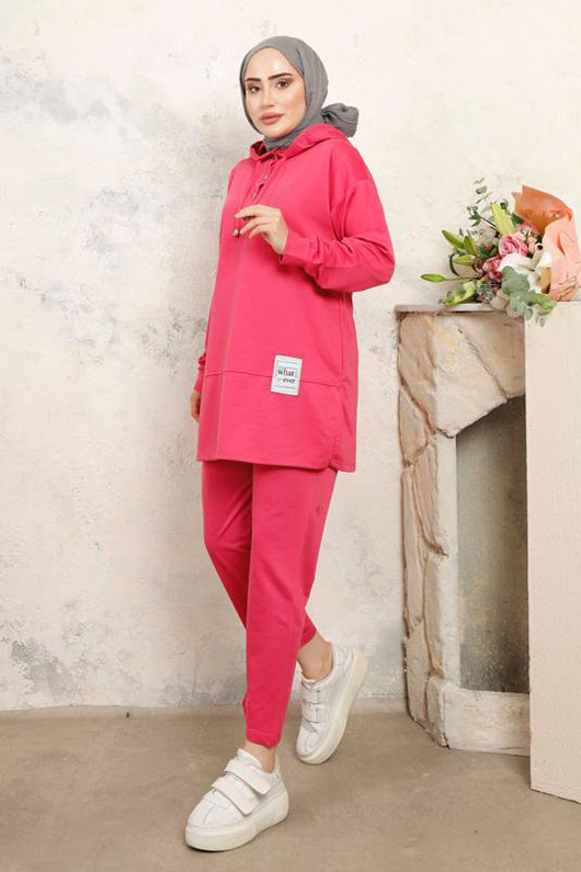 BNG Women Two Thread Hijab Suit Fuchsia - Clermont