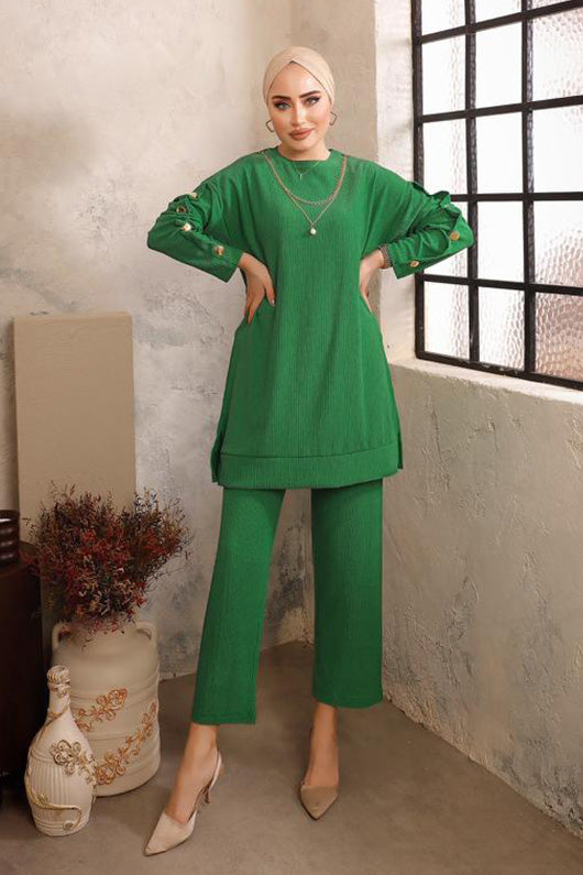 BNG Women Hijab Two-Piece Set Green - Clermont