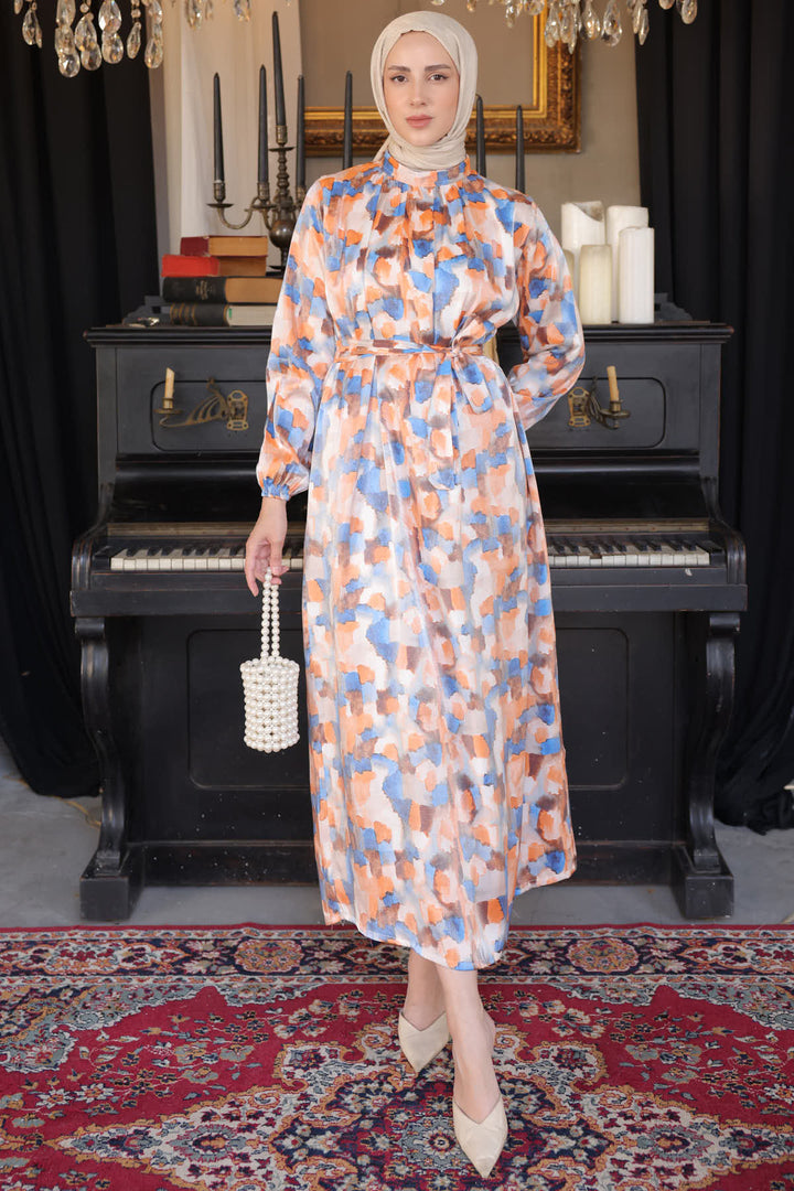 BNG Women Patterned Hijab Dress Orange - Clermont