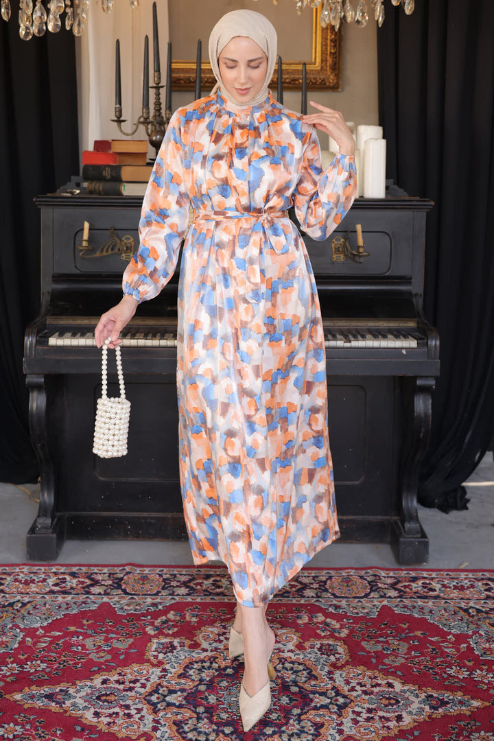 BNG Women Patterned Hijab Dress Orange - Clermont