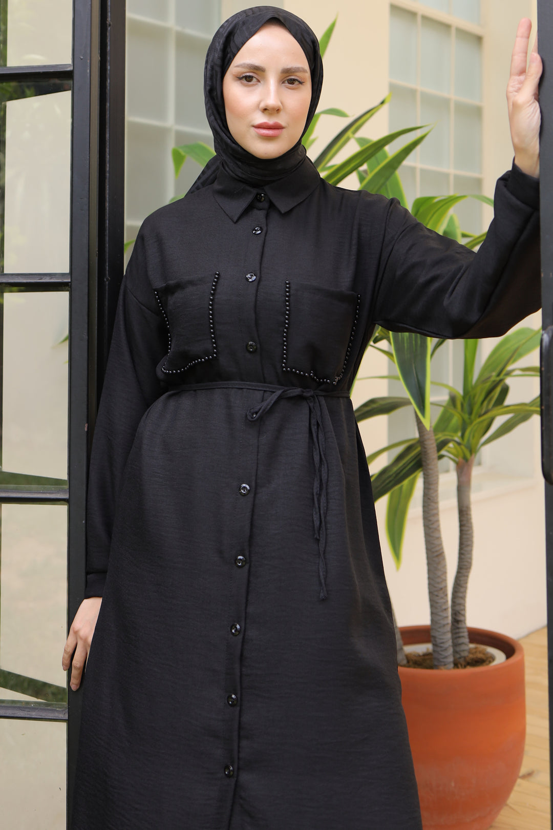 BNG Women Long Tunic Linen Suit Black - Clermont