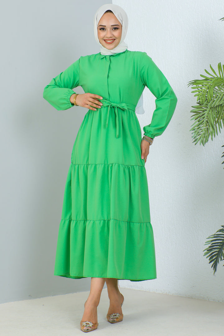 BNG Women Judge Collar Buttoned Hijab Dress Benetton Green - Clermont