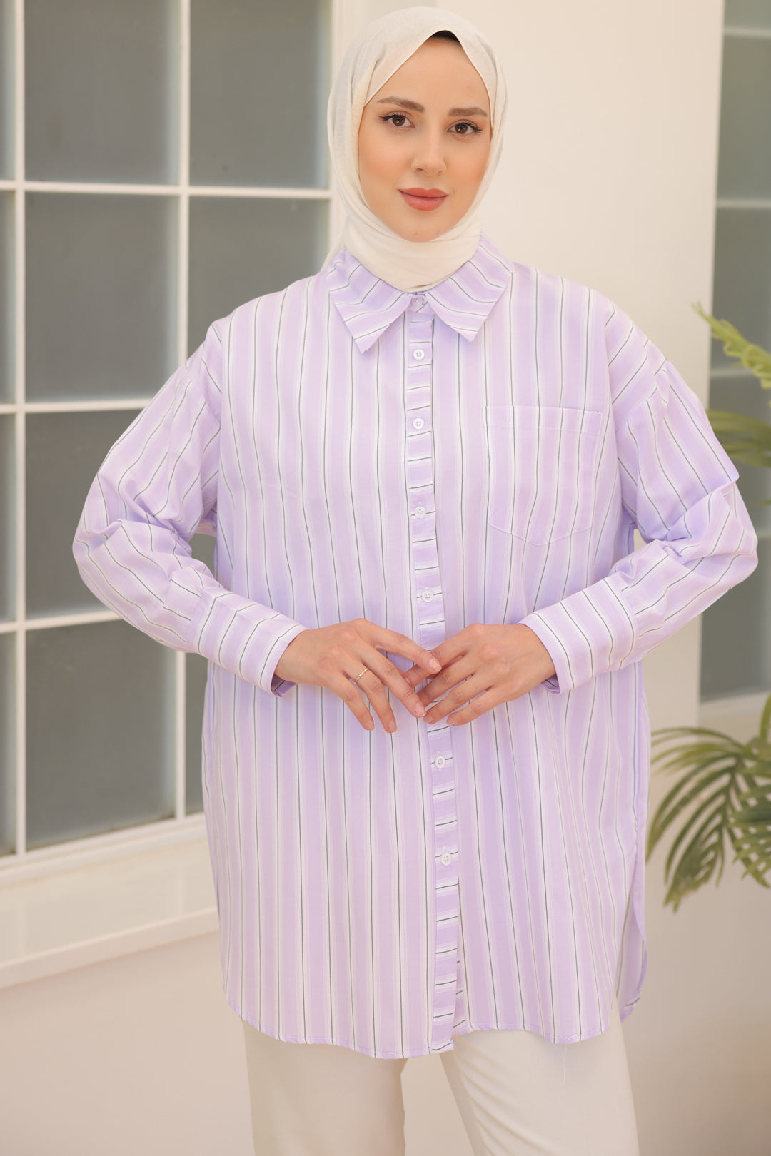 BNG Women Striped Shirt Lilac - Clermont