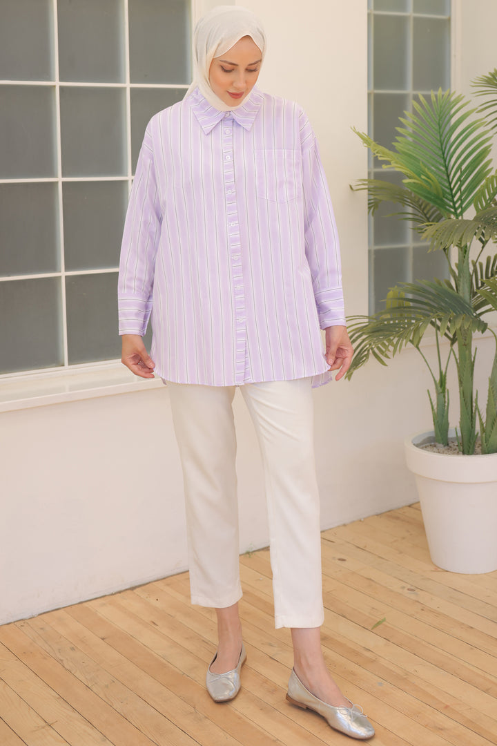 BNG Women Striped Shirt Lilac - Clermont