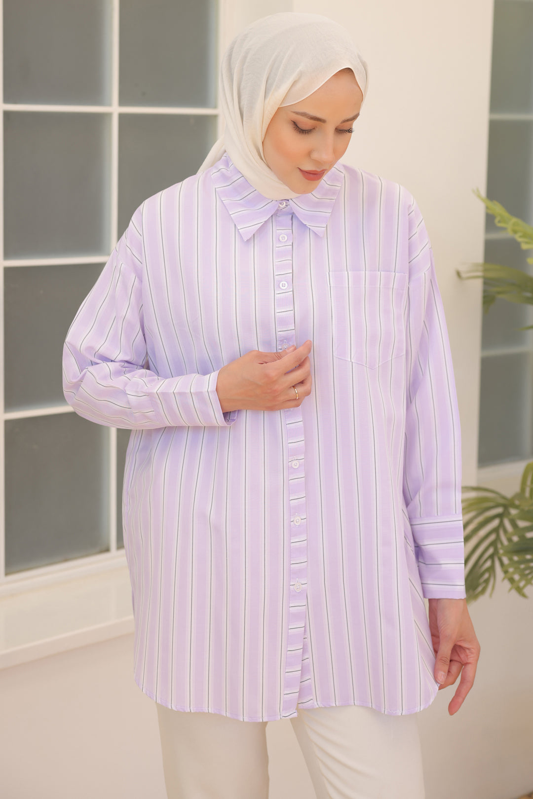 BNG Women Striped Shirt Lilac - Clermont