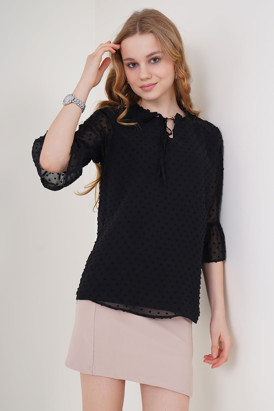 BGD Women Black Chiffon Blouse - Avondale