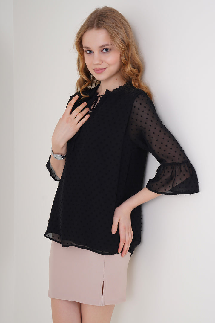 BGD Women Black Chiffon Blouse - Avondale