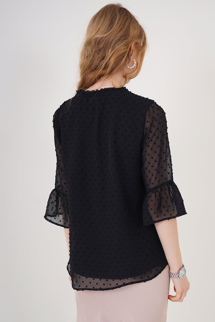 BGD Women Black Chiffon Blouse - Avondale