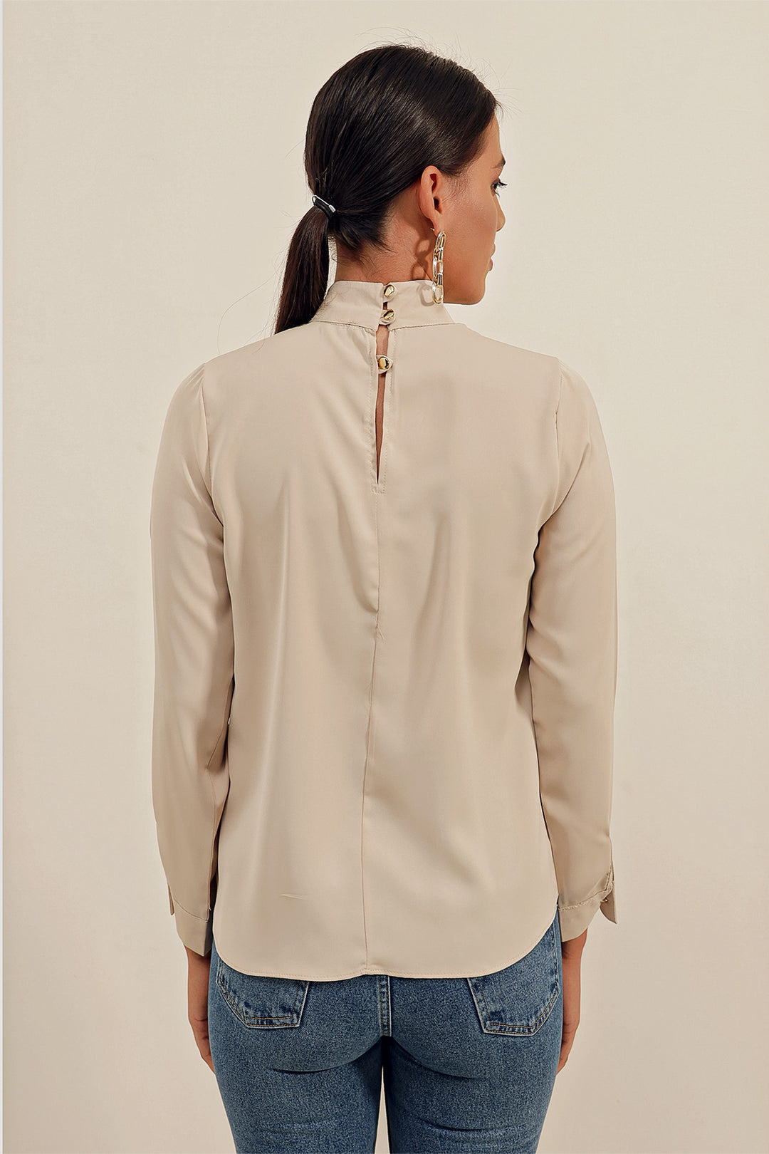 BGD Women Window Detailed Blouse - Beige - Avondale